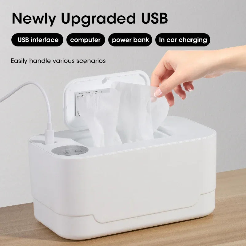 Aquecedor com Display LED Dispenser Toalha Molhada Portátil USB